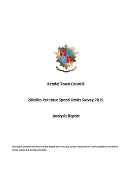 Kendal Town Council. 20Miles Per Hour Speed Limits Survey 2015