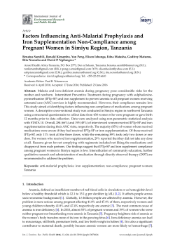 Factors Influencing Anti-Malarial Prophylaxis and Iron