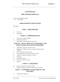 Precursor Chemicals Act