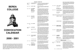 BEREA COLLEGE CONVOCATION CALENDAR 2000