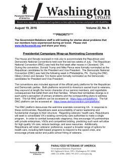 August 19, 2016 Volume 22, No. 8 ***PRIORITY*** Presidential