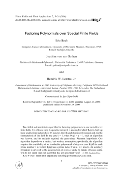 Factoring Polynomials over Special Finite Fields