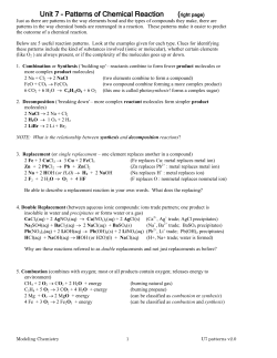 Unit 7 – Patterns of Chemical Reaction (right page)