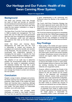 Our Heritage and Our Future: Health of the Swan Canning River