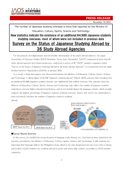 Survey on the Status of Japanese Studying Abroad by 36 Study