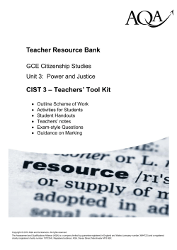 A-level Citizenship Studies Toolkit Toolkit: Unit 03 - Power