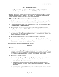 40-12 Complaints and Grievance.