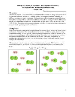 Energy of Chemical Reactions Developmental Lesson