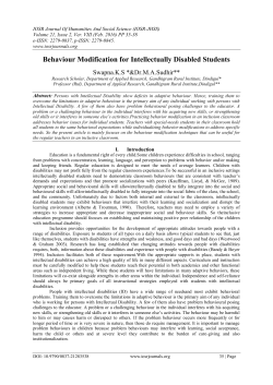 Behaviour Modification for Intellectually Disabled Students