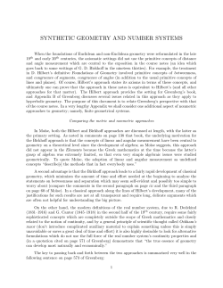 synthetic geometry and number systems