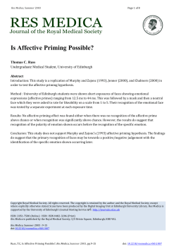 Is Affective Priming Possible? - University of Edinburgh Journal