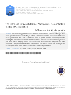 The Roles and Responsibilities of Management Accountants in the