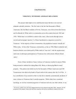 CHAPTER ONE: VIOLENCE, TENNESSEE AND RACE RELATIONS