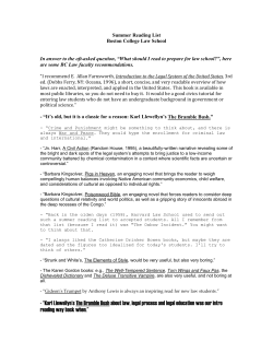 Summer Reading List - Boston College Home Page
