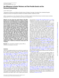 Sex Differences in Cortical Thickness and Their Possible Genetic