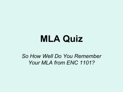 MLA Citations - Self quiz