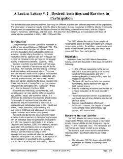 Desired Activities and Barriers to Participation