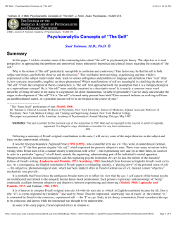 Psychoanalytic Concepts of &ldquo;The Self&rdquo;