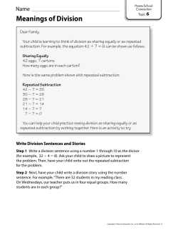 Topic 6 Meanings of Division