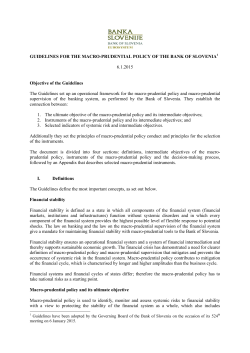 Guidelines of macroprudential policy
