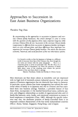 Approaches to Succession in East Asian Business