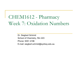 CHEM1612 - Pharmacy Week 7: Oxidation Numbers