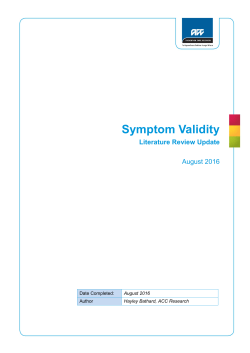 Symptom validity literature review update