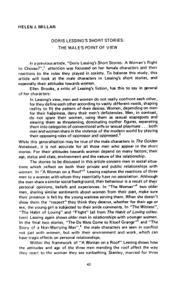 HELEN J. MILLAR DORIS LESSING`S SHORT STORIES: THE