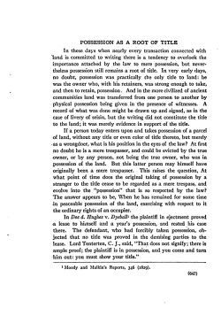 Possession as a Root of Title - Penn Law: Legal Scholarship