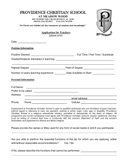 Employment Application - Providence Christian School