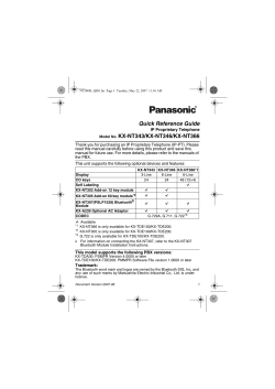 Quick Reference Guide Model No. KX-NT343/KX-NT346/KX