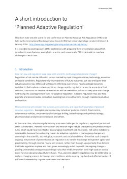 A short introduction to `Planned Adaptive Regulation`