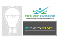it`s time to deliver - Hospital Caterers Association