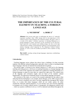 Nechifor, A., Borca, A.: The importance of the cultural element in