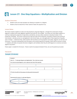 Lesson 27: One-Step Equations―Multiplication and Division