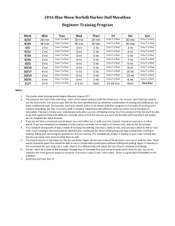 2016 Blue Moon Norfolk Harbor Half Marathon Beginner Training