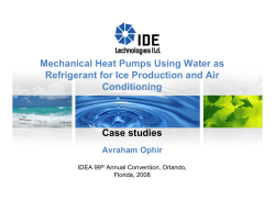 Mechanical Heat Pumps Using Water as Refrigerant for Ice