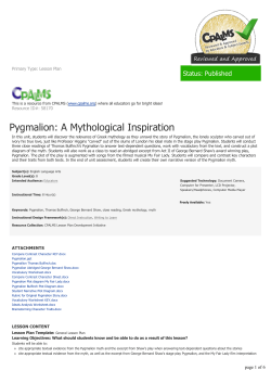 Pygmalion: A Mythological Inspiration