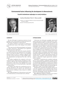 Environmental factors influencing the development of atherosclerosis