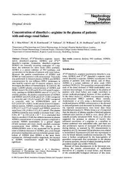 Concentration of dimethyl-L-arginine in the plasma of patients with