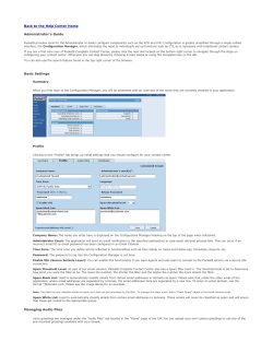 Back to the Help Center Home Administrator`s Guide Basic Settings