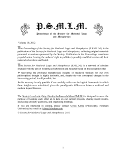 Proceedings of the Society for Medieval Logic and Metaphysics, Vol