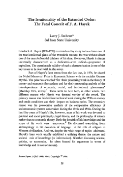 The Irrationality of the Extended Order: The Fatal Conceit of FA Hayek