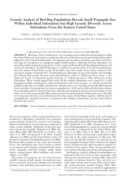 Genetic Analysis of Bed Bug Populations Reveals Small Propagule