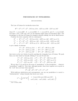 PSEUDOFACES OF TETRAHEDRA The Law of Cosines for