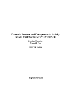 Economic Freedom and Entrepreneurial Activity: SOME CROSS