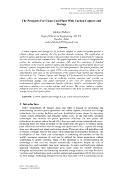 The Prospects For Clean Coal Plant With Carbon Capture and Storage