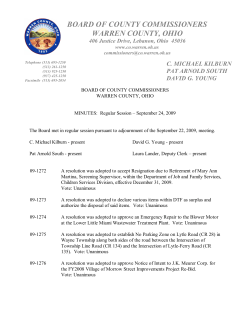 BOARD OF COUNTY COMMISSIONERS WARREN COUNTY, OHIO