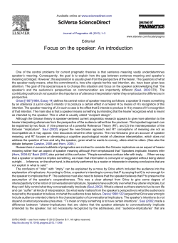 Focus on the speaker: An introduction