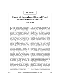 Swami Vivekananda and Sigmund Freud on the Unconscious Mind &ndash; II